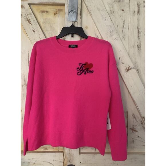 Aqua Cashmere Ti Amo Crew Neck Pink 100% Cashmere Sweater Size XS Exclusive - Picture 2 of 13